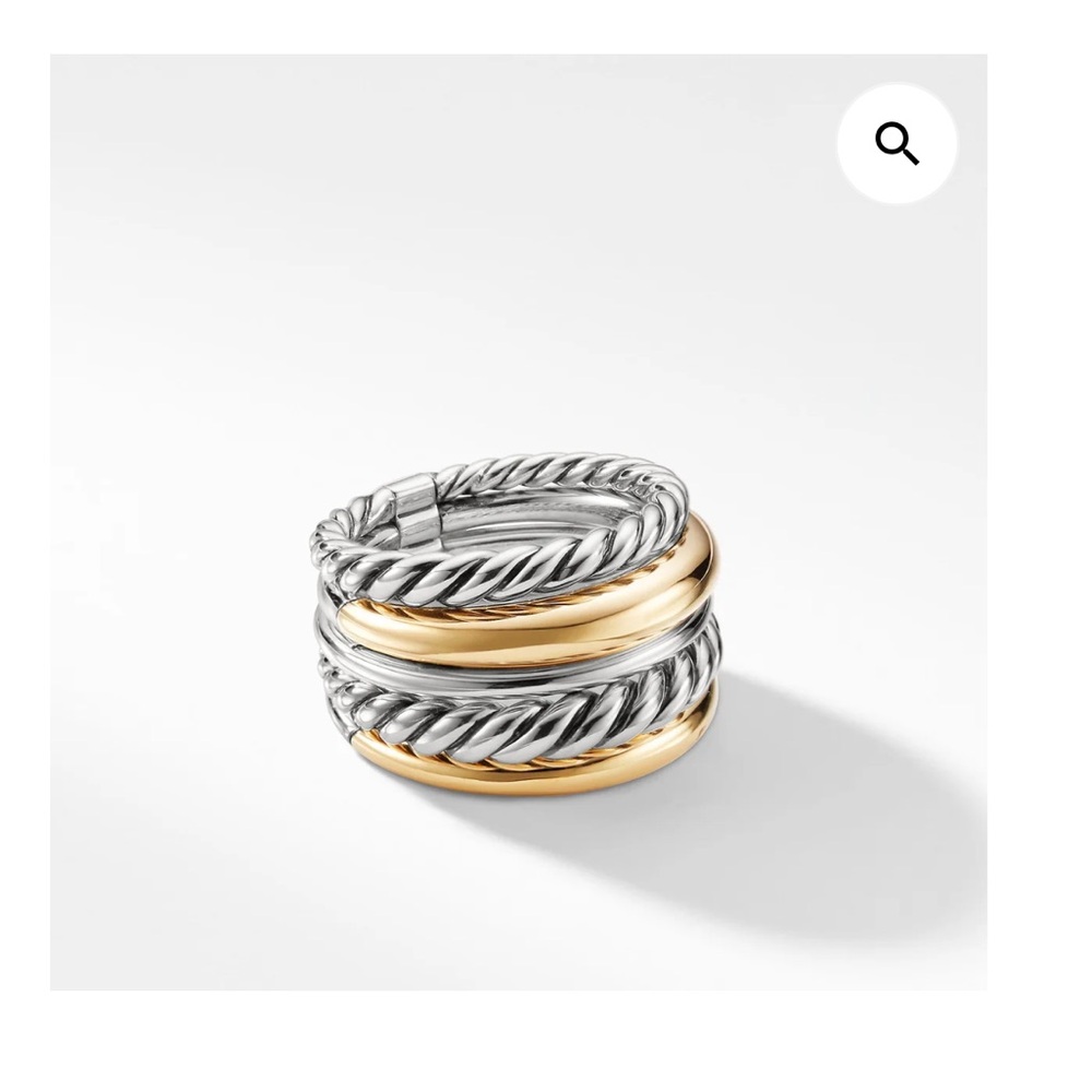 David Yurman Silver and 18K Gold Cable Ring